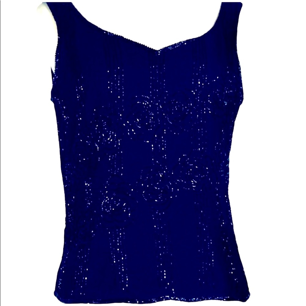 Black Beaded Sleeveless Formal Top by JKara L